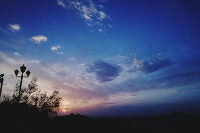 Low angle view of silhouette trees against sky during sunset