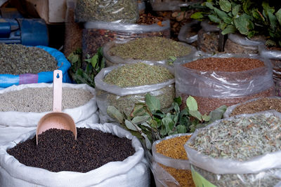 Food for sale at market stall