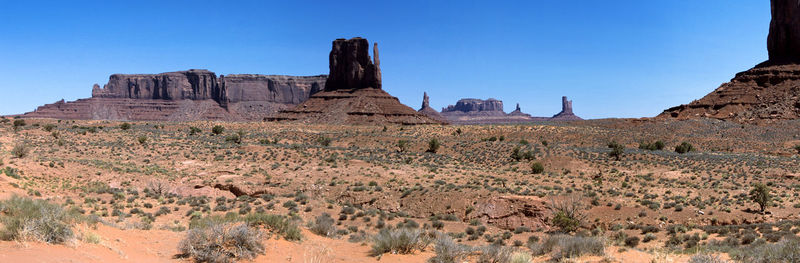 Rock formations on landscape against clear sky