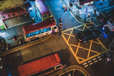 High angle view of people at night