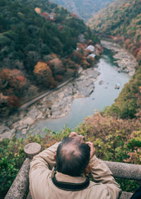 Rear view of man on mountain