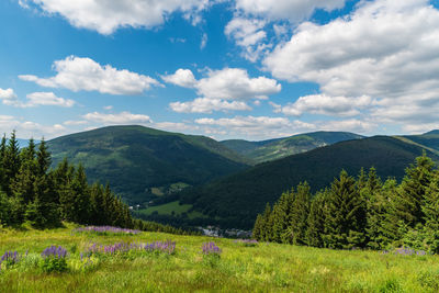 Scenic view of mountains against sky