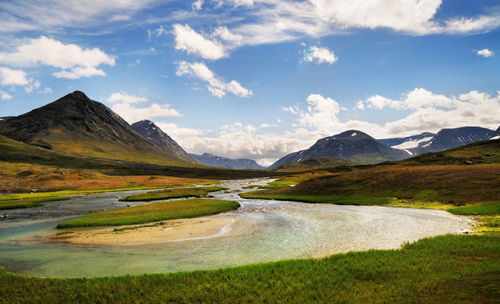 Scenic view of mountains against sky