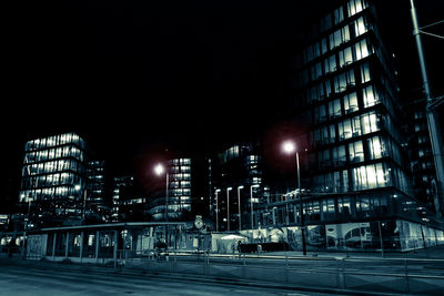 Illuminated buildings at night