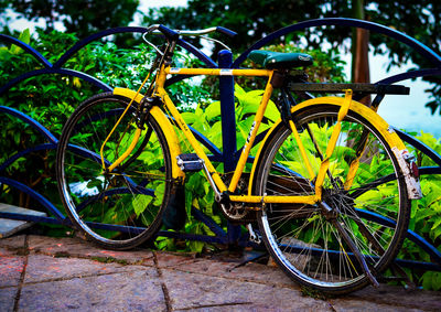 Bicycle parked in parking lot