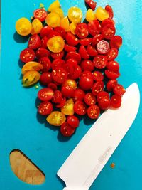 High angle view of fruits on table