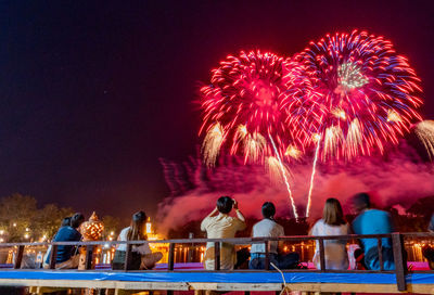 Firework display at night