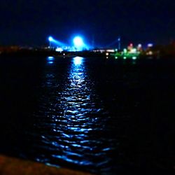 Close-up of illuminated water at night