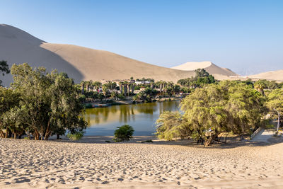 Scenic view of desert against clear sky