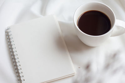 High angle view of coffee on table