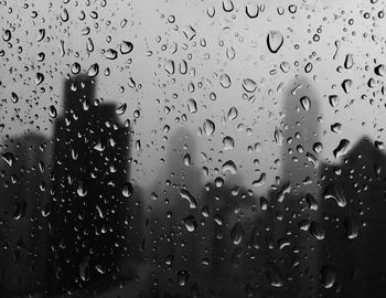 Close-up of water drops on glass