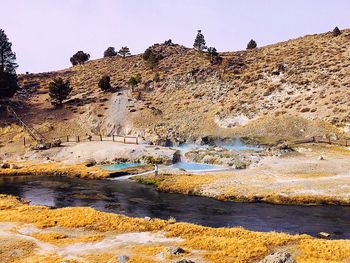 Scenic view of river against clear sky