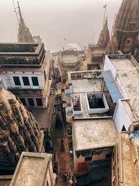 High angle view of buildings in town