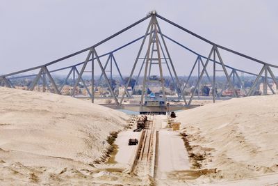 Bridge at desert against clear sky