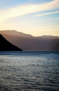 Scenic view of sea against sky during sunset