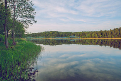 Scenic view of lake against sky