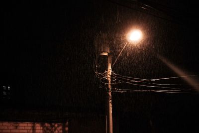 Low angle view of illuminated street light