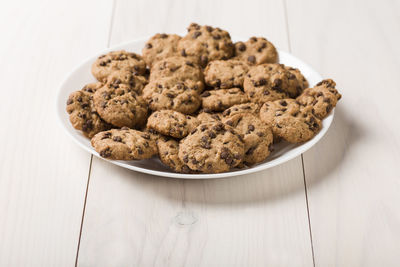 High angle view of cookies on table