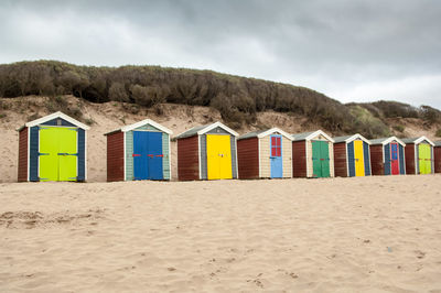 View of multi colored beach huts