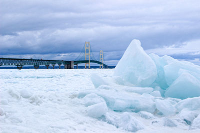 Mackinaw bridge in the winter