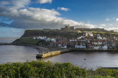 Old whitby and whitby abbey from north cliff