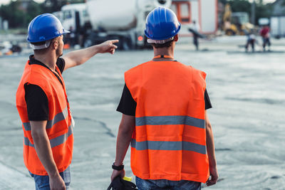 Construction worker talking outdoors