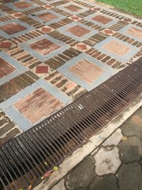 High angle view of paving stone