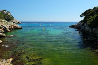 Scenic view of sea against clear sky