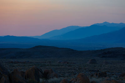 Sunset over the mountains in lone pine