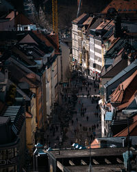 High angle view of buildings in city