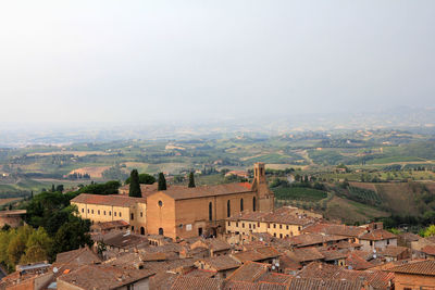 High angle view of townscape against sky