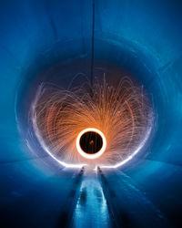 Light trails in tunnel