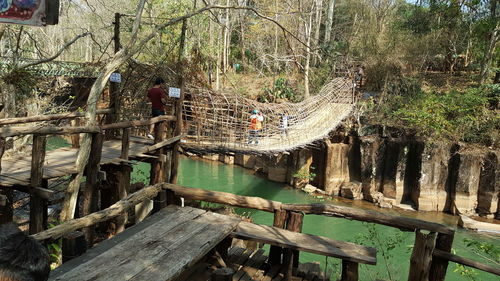 Close-up of railing by staircase