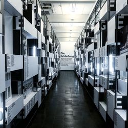 Row of illuminated warehouse