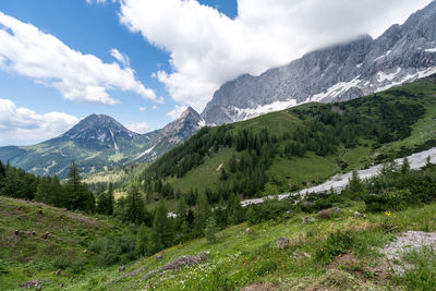 Scenic view of mountains against sky