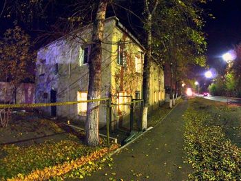 View of illuminated building