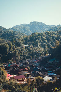 High angle view of townscape against sky