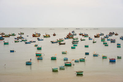 High angle view of people at beach