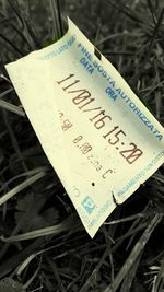Close-up of information sign