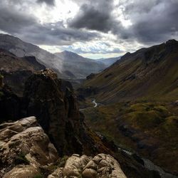 Scenic view of mountains against sky