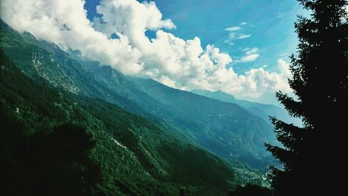 Scenic view of mountains against sky