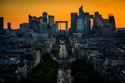High angle view of buildings in city
