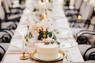 Close-up of place setting on table