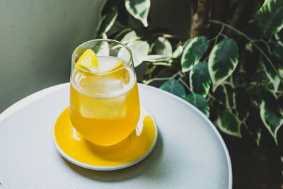 Lemon tea in glass