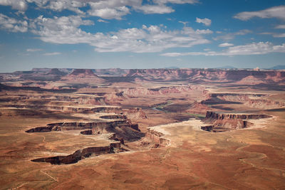 Aerial view of landscape against cloudy sky