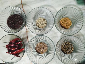 High angle view of food on table