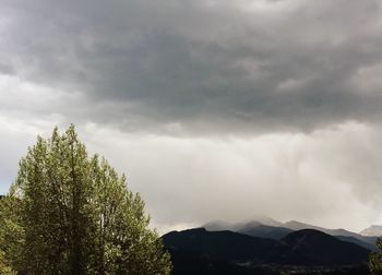 Scenic view of tree mountain against sky