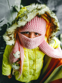 Portrait of woman wearing knit hat