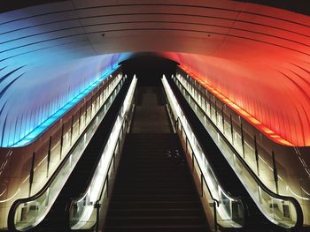 Low angle view of escalators at subway station