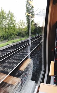 Close-up of train on railroad track